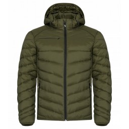 Doudoune manches avec capuche - clique  - recyclé  - couleur vert kaki - Personnalisable en petite quantité