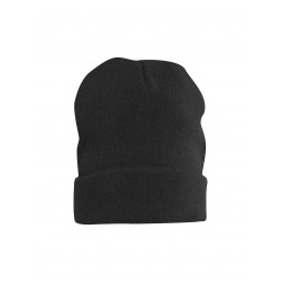 Bonnet unisexe tricoté - CLIQUE - bord retourné - Couleur noir - Personnalisable en petite quantité