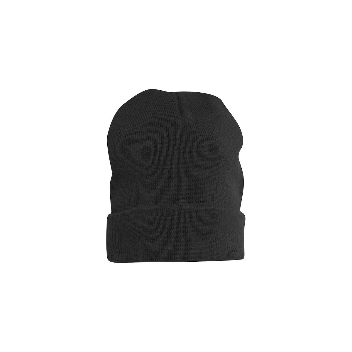 Bonnet unisexe tricoté - CLIQUE - bord retourné - Couleur noir - Personnalisable en petite quantité