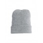 Bonnet unisexe tricoté - CLIQUE - bord retourné - Couleur gris chiné - Personnalisable en petite quantité