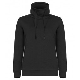 Sweatshirt col haut - Polyester recyclé, viscose et élasthanne - CLIQUE - Couleur noir - Personnalisable en petite quantité