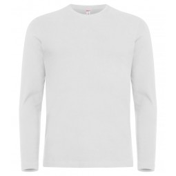T-shirt manche longues - 100% coton ringspun - CLIQUE - Couleur blanc - Personnalisable en petite quantité