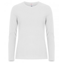 T-shirt manche longues - 100% coton ringspun - Coupe femme- CLIQUE - Couleur blanc - Personnalisable en petite quantité