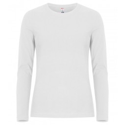 T-shirt manche longues - 100% coton ringspun - Coupe femme- CLIQUE - Couleur blanc - Personnalisable en petite quantité