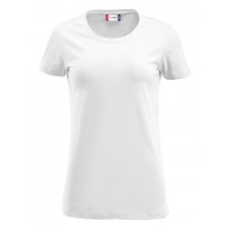 T-shirt femme - coupe longue - manches courtes - CLIQUE - Couleur blanc - Personnalisable en petite quantité