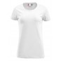 T-shirt femme - coupe longue - manches courtes - CLIQUE - Couleur blanc - Personnalisable en petite quantité