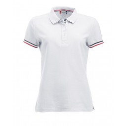 Polo femme - 100% coton peigné - 190g - tricolore - Personnalisable en petite quantité - Couleur blanc