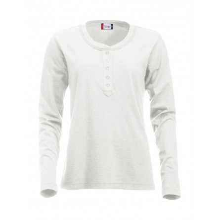 T-shirt manches longues - Coupe femme - 100% coton - Col boutonné -  Personnalisable en petite quantité - Couleur multiples