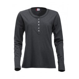 T-shirt manches longues - Coupe femme - 100% coton - Col boutonné -  Personnalisable en petite quantité - Couleur multiples