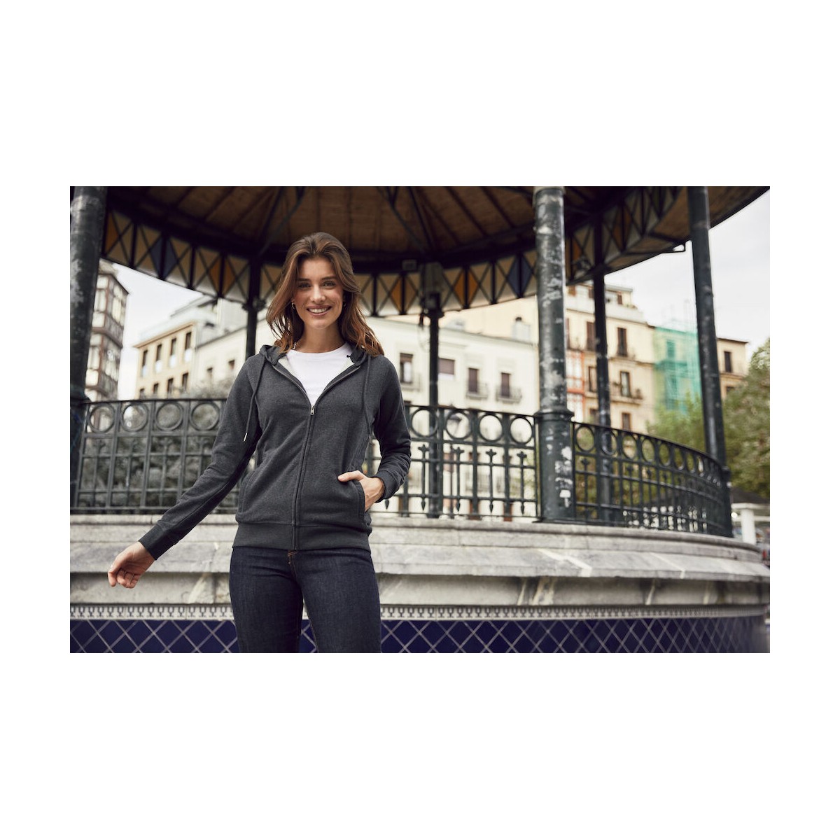 Sweatshirt à capuche full zip - Coupe femme - Coton biologique - CLIQUE - Personnalisable en petite quantité