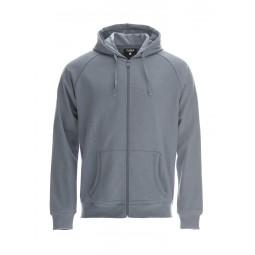 Sweatshirt full zip à capuche - Coton flammé - CLIQUE - Personnalisable en petite quantité - Couleur gris