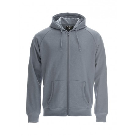 Sweatshirt full zip à capuche - Coton flammé - CLIQUE - Personnalisable en petite quantité - Couleur gris