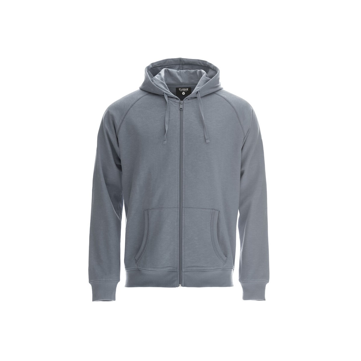 Sweatshirt full zip à capuche - Coton flammé - CLIQUE - Personnalisable en petite quantité - Couleur gris