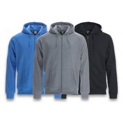 Sweatshirt full zip à capuche - Coton flammé - CLIQUE - Personnalisable en petite quantité - Couleur multiples