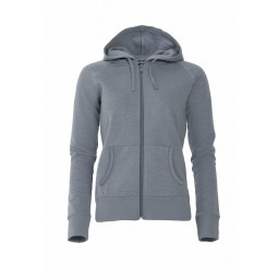 Sweatshirt full zip à capuche - Coton flammé - CLIQUE - Personnalisable en petite quantité - Couleur gris