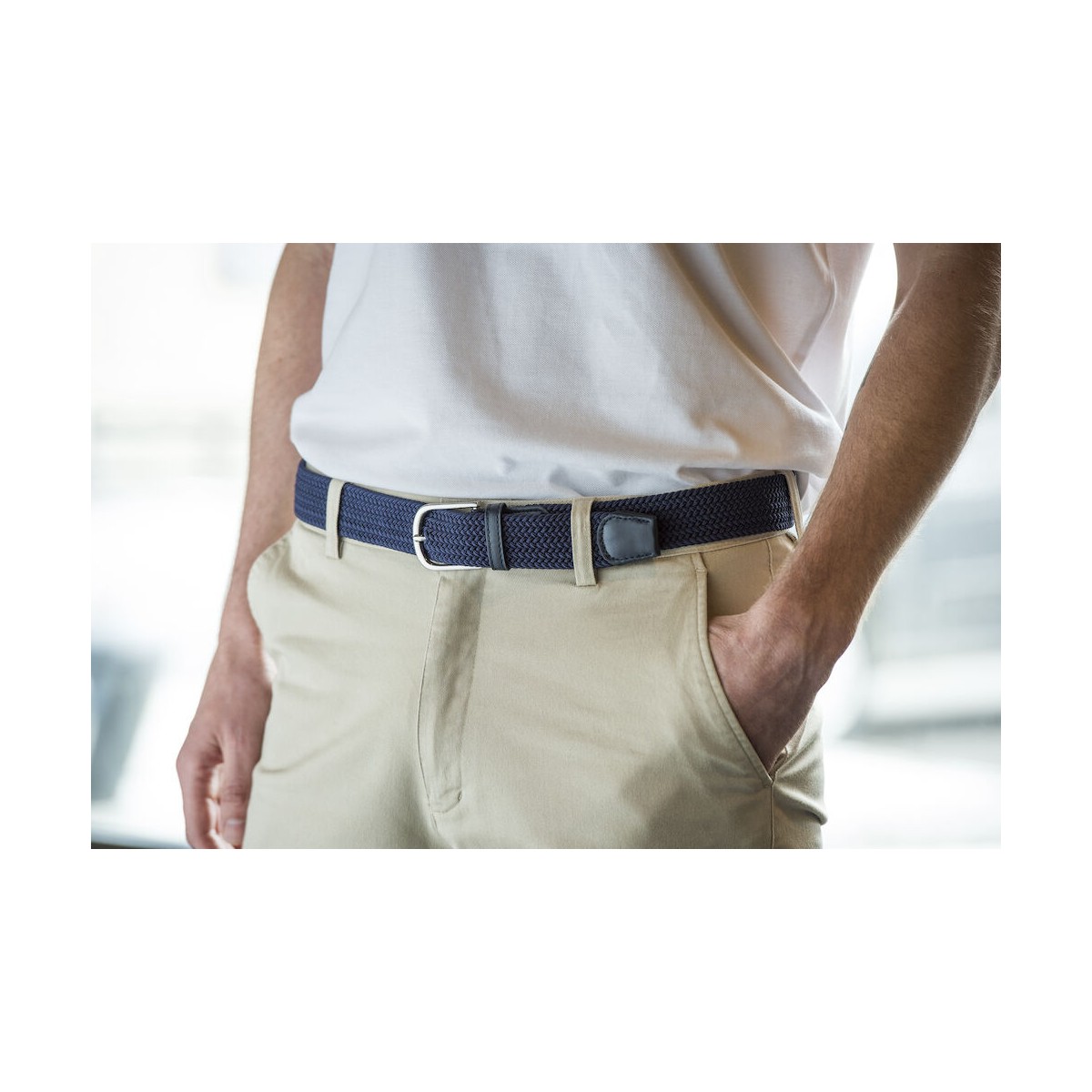 Ceinture unisexe strech en polyester - Boucle métal - CLIQUE - Personnalisable en petite quantité - Couleur multiples