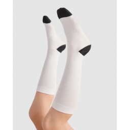 Chaussette mi-mollet - 100% polyester - Toucher coton - Personnalisable en petite quantité - Couleur blanc et noir