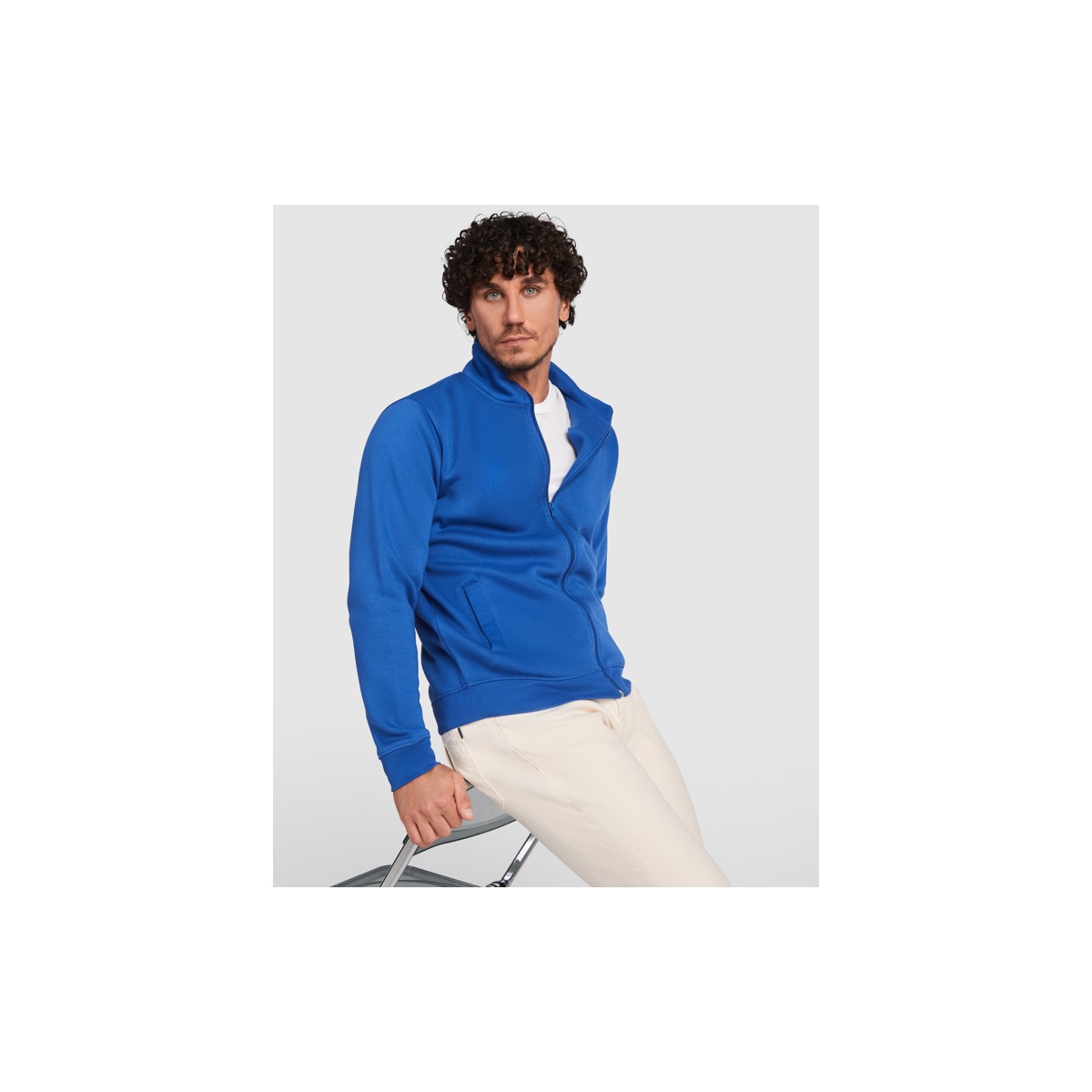 Sweat zippé avec col montant - Coupe mixte - 50% polyester et 50% coton - ROLY - Personnalisable en petite quantité