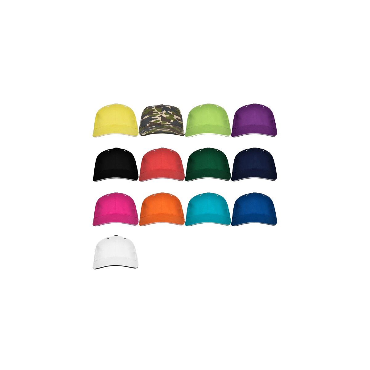 Casquette 100% coton - 6 pans - réglage velcro - ROLY - Personnalisable en petite quantité - Couleur