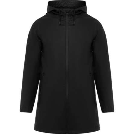 Veste imperméable - Capuche - Coupe longue - Fermture double zip - ROLY - Personnalisable en petite quantité - Couleur noir