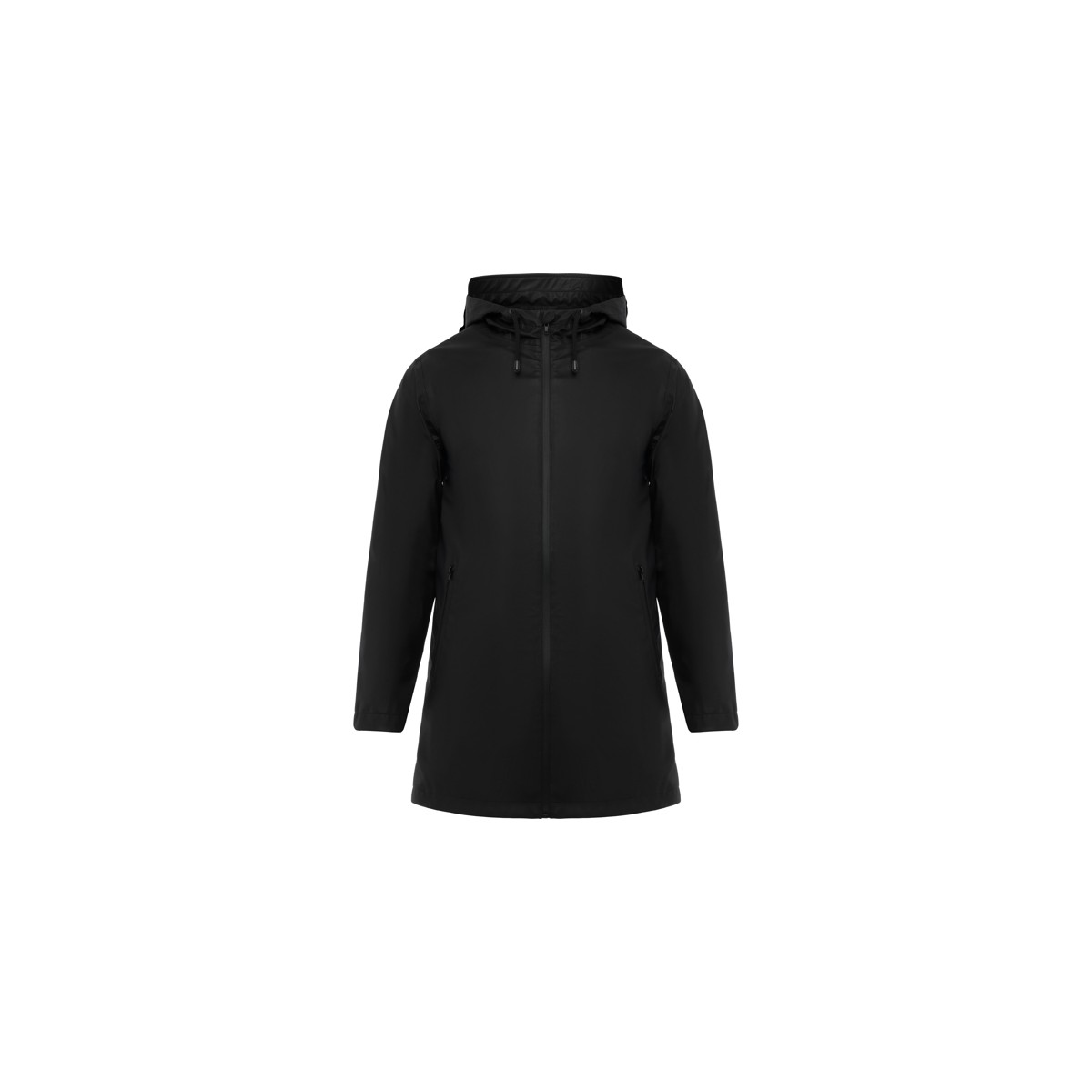 Veste imperméable - Capuche - Coupe longue - Fermture double zip - ROLY - Personnalisable en petite quantité - Couleur noir