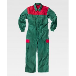 Combinaison de travail bicolore - Polycoton - Multipoches - 200gr - Personnalisable en petite quantité - Coloris multiples