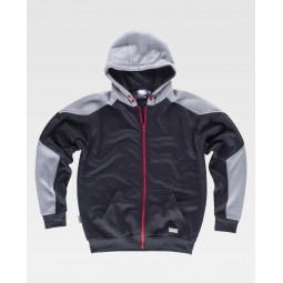 Sweat-shirt à capuche full zip - Coupe unisexe - WORKTEAM - Personnalisable en petite quantité - Coloris noir/gris