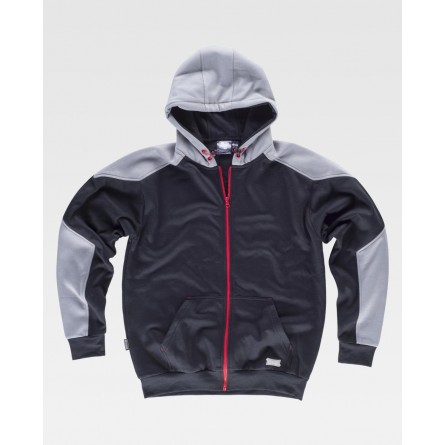 Sweat-shirt à capuche full zip - Coupe unisexe - WORKTEAM - Personnalisable en petite quantité - Coloris noir/gris