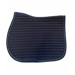 Tapis de selle MIAMI - Flags & Cup - Taille full - Coloris bleu - Liseret argent - Broderie logo pas cher en petite quantité