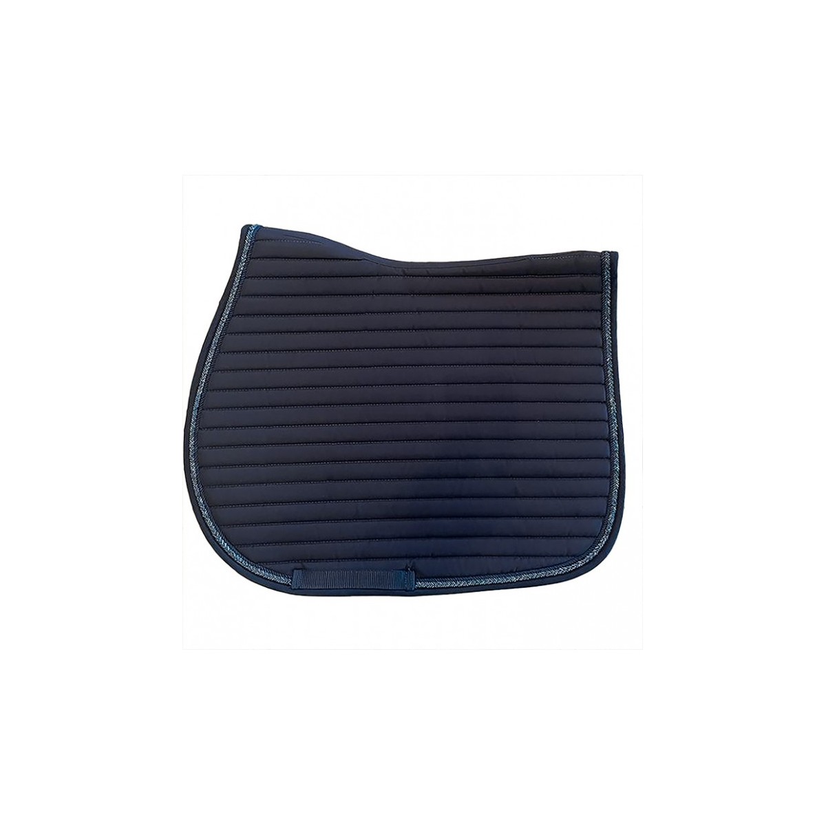 Tapis de selle MIAMI - Flags & Cup - Taille full - Coloris bleu - Liseret argent - Broderie logo pas cher en petite quantité