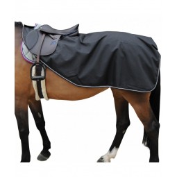 Couvre reins CANTER imper/polaire - Tailles poney et cheval -  Coloris noir - Broderie logo pas cher en petite quantité