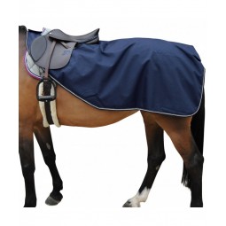 Couvre reins CANTER imper/polaire - Tailles poney et cheval -  Coloris bleu - Broderie logo pas cher en petite quantité