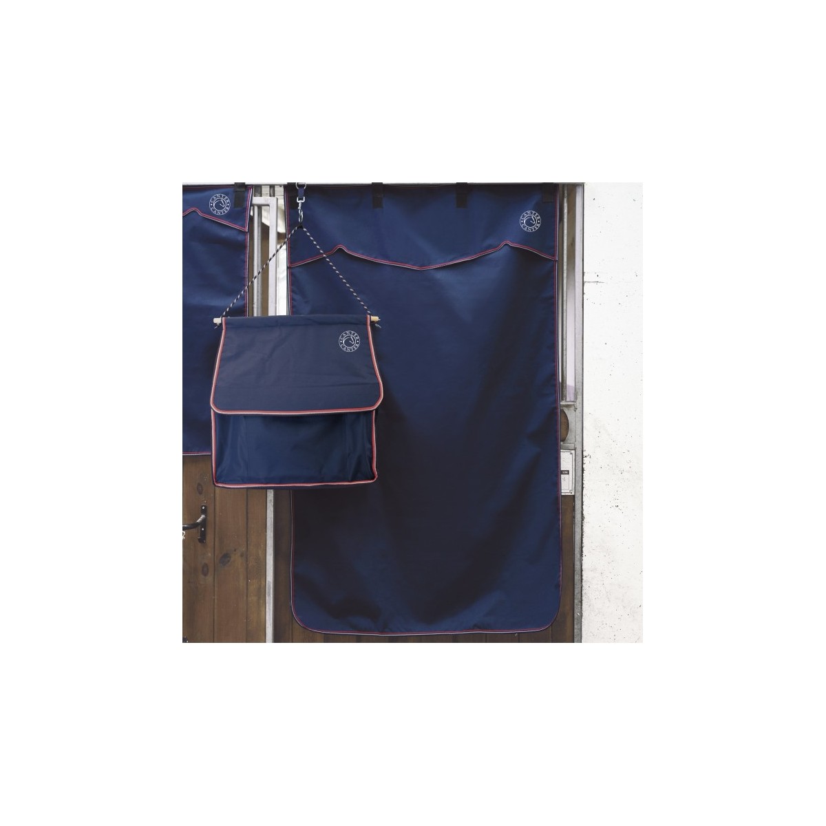 Tenture de box grand modèle CANTER - Taille unique -  Coloris bleu - Broderie logo pas cher en petite quantité
