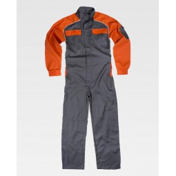 Combinaison de travail bicolore - Col montant - Fermeture zippée - WORKTEAM - Personnalisable en petite quantité