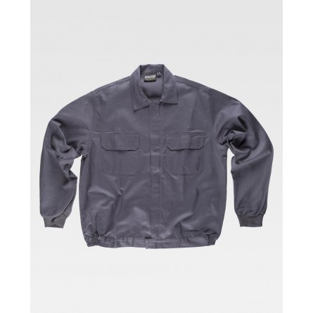 Blouson en coton léger - Col chemise - WORKTEAM - Personnalisable en petite quantité - Couleur gris
