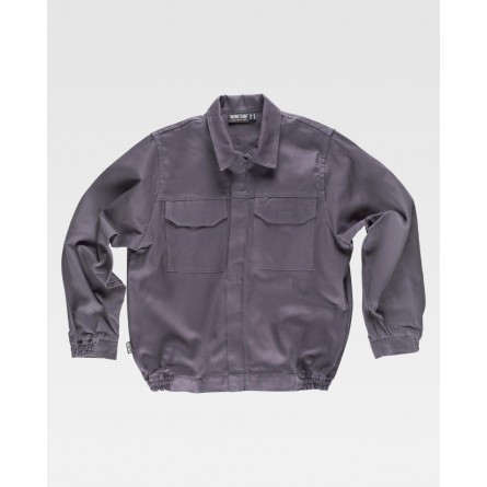 Blouson de travail en coton épais - Col chemise - WORKTEAM - Personnalisable en petite quantité - Couleur gris