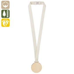 Médaille en bois - 7 cm de diamètre - Personnalisation à partir de 50 pièces - Gravure laser - Ruban avec fermeture clip