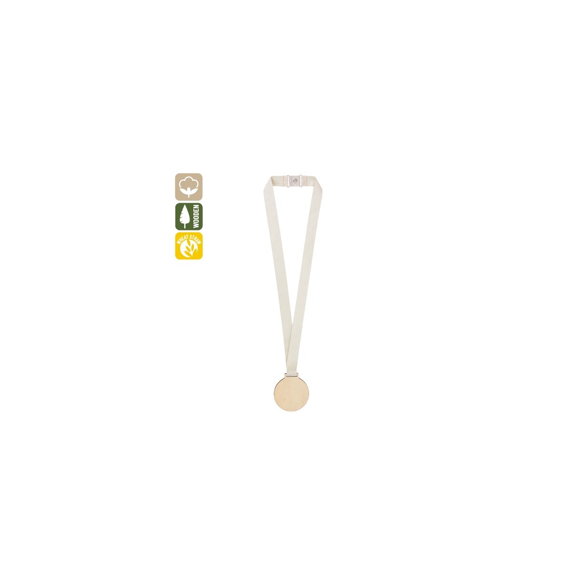 Médaille en bois - 7 cm de diamètre - Personnalisation à partir de 50 pièces - Gravure laser - Ruban avec fermeture clip