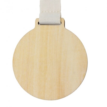 Médaille en bois - 7 cm de diamètre - Personnalisation à partir de 50 pièces - Gravure laser - Ruban avec fermeture clip