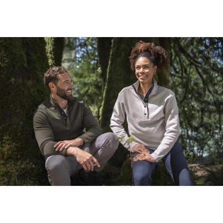 Polaire en matière recyclé - col bouton - 100% polyester - cutter & buck - personnalisable en petite quantité